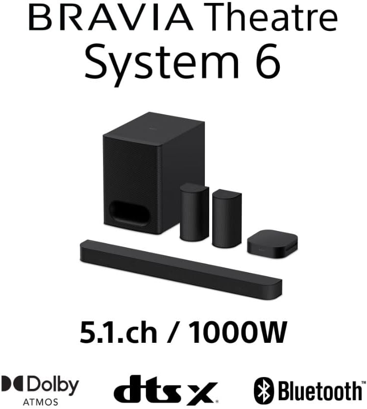 Sony BRAVIA Theatre System 6 – 5.1 Surround, 1000W, Dolby Atmos, DTS:X