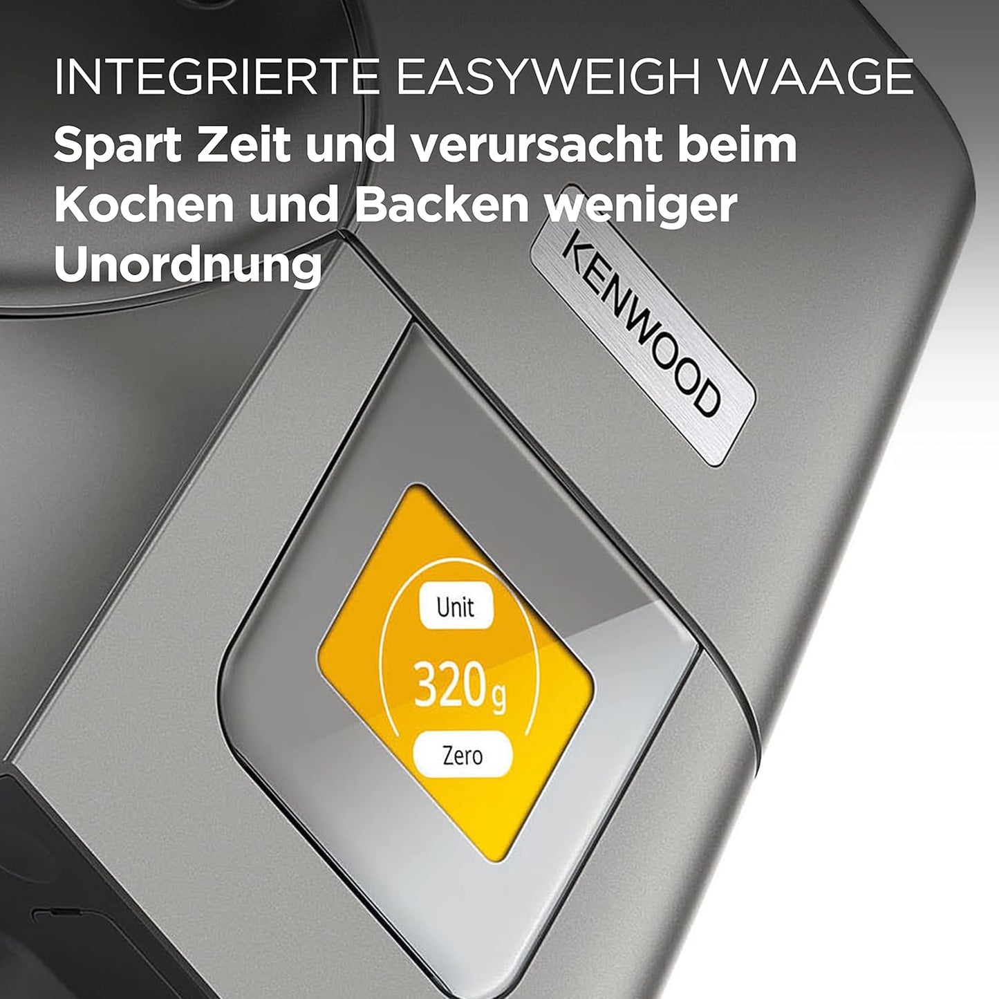 Kenwood Titanium Chef Patissier XL KWL90.034SI, Food Processor with Integrated Scales & 7 L Mixing Bowl with Heat Function, 1400 Watt, incl. 4 Piece Patisserie Set, Silver