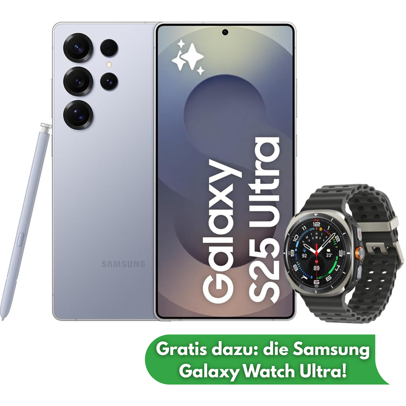 Samsung Galaxy S25 Ultra AI – Refurbished – 256 GB + KONSTELOS: Galaxy Watch Ultra